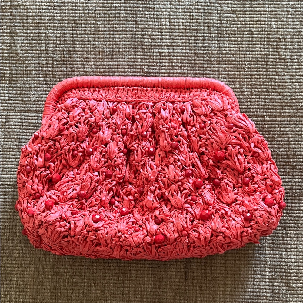 Red Raffia Anthropologie Clutch